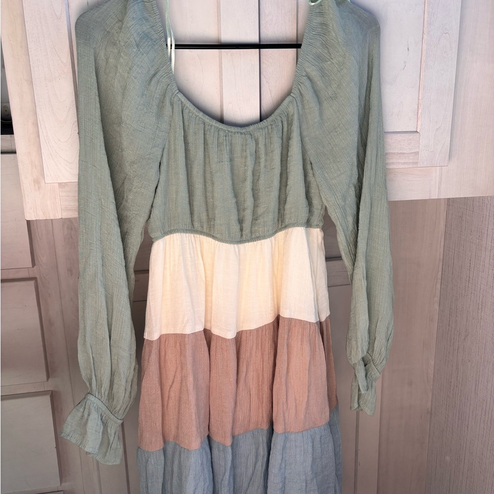 Blu Pepper Sage and Cream Dress